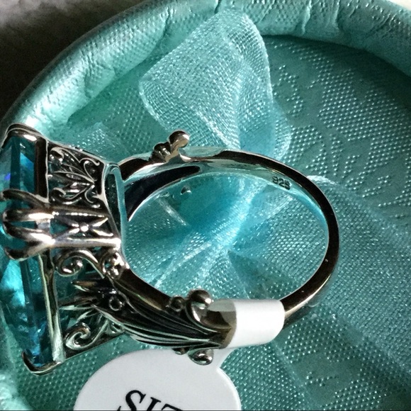 925 Sterling Silver Huge Gemstone Aquamarine Antique Style - Picture 3 of 12
